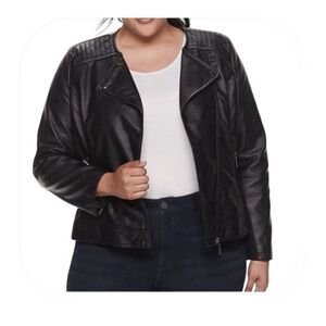 EVRI 0X black faux leather motorcycle jacket